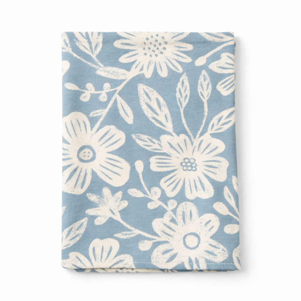 Lake House Collection Tea Towel - BLUE BLOSSOMS