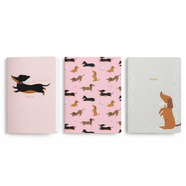 Kaiser 3pk A5 Notebook with Cover Set - HAPPY PUPS