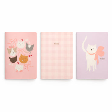 Kaiser 3pk A5 Notebook with Cover Set - KIT-TEA CAT
