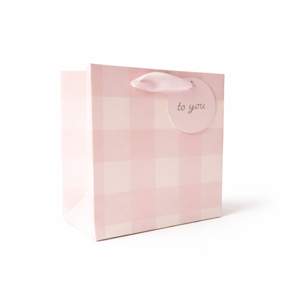 Square Gift Bag - BLUSH GINGHAM
