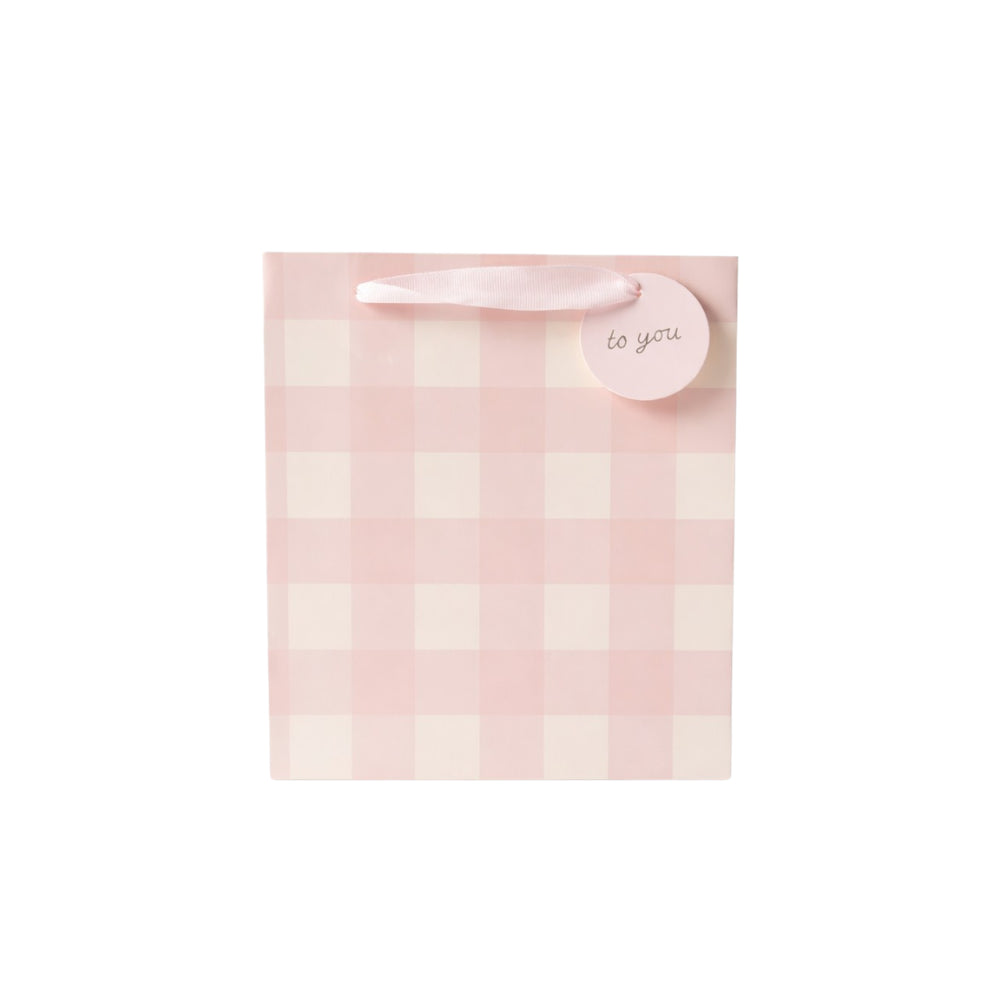 Small Gift  Bag - BLUSH GINGHAM