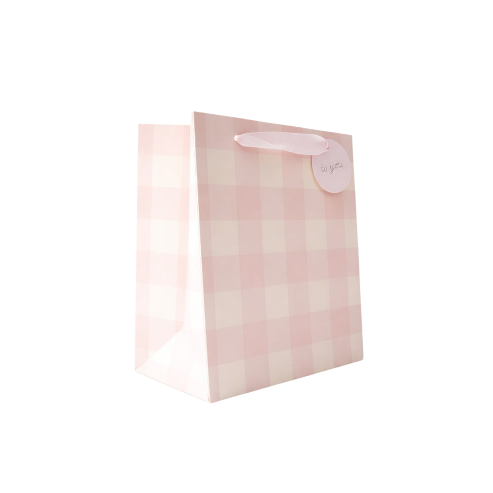 Small Gift  Bag - BLUSH GINGHAM