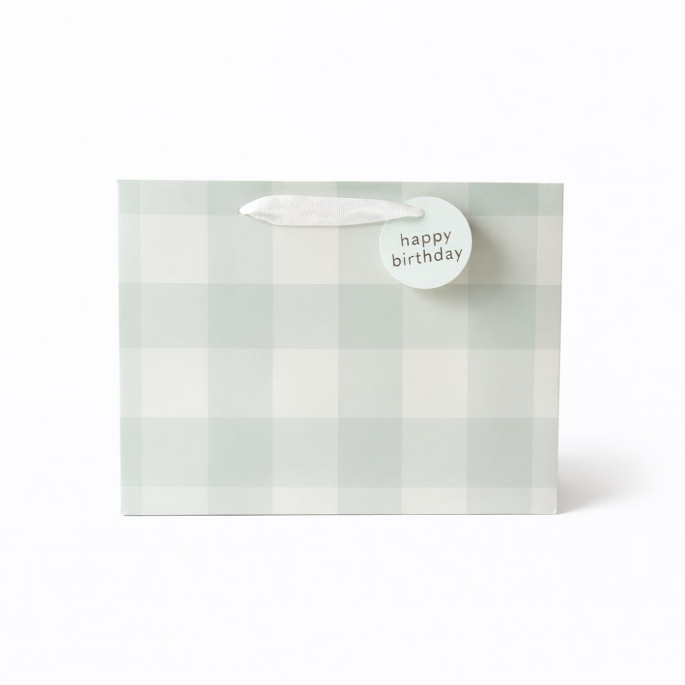 Medium Gift Bag Set - GREEN GINGHAM
