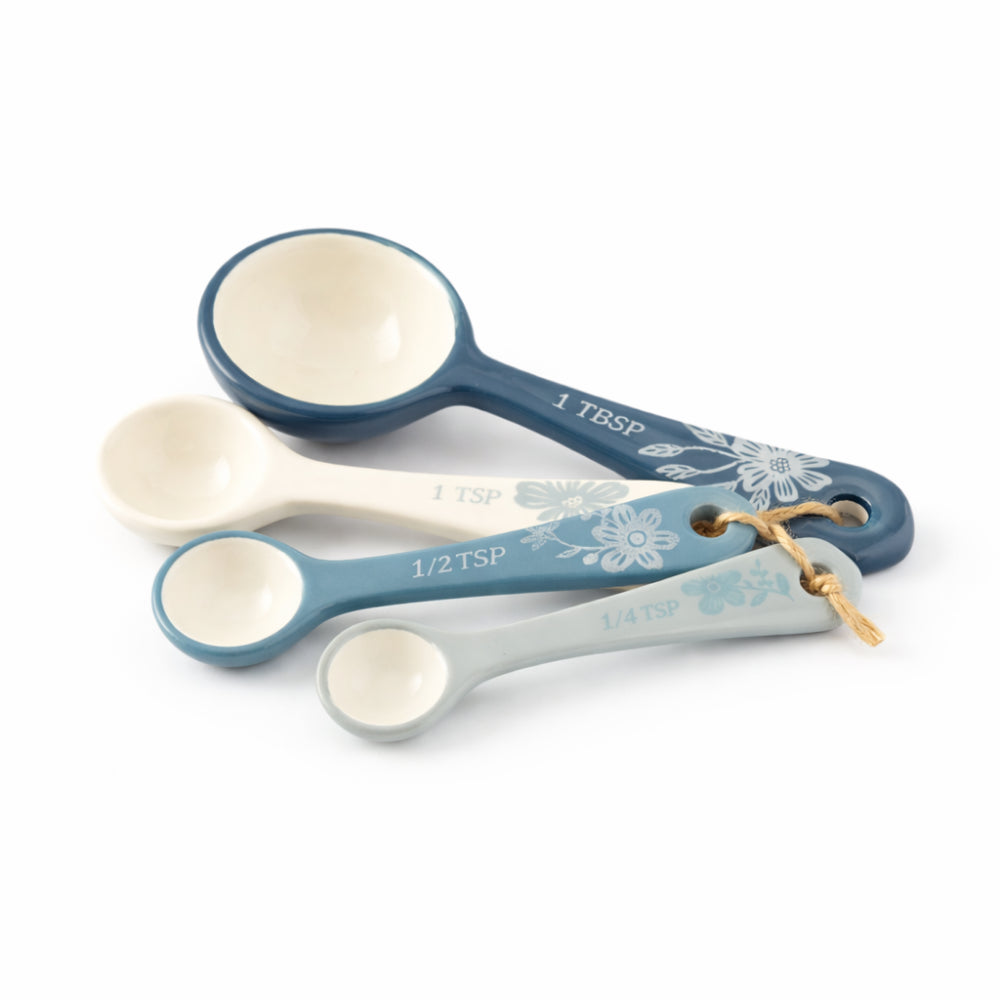 Lake House Collection Ceramic Measuring Spoons - BLUE BLOOMS