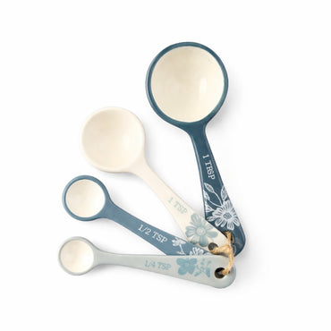 Lake House Collection Ceramic Measuring Spoons - BLUE BLOOMS