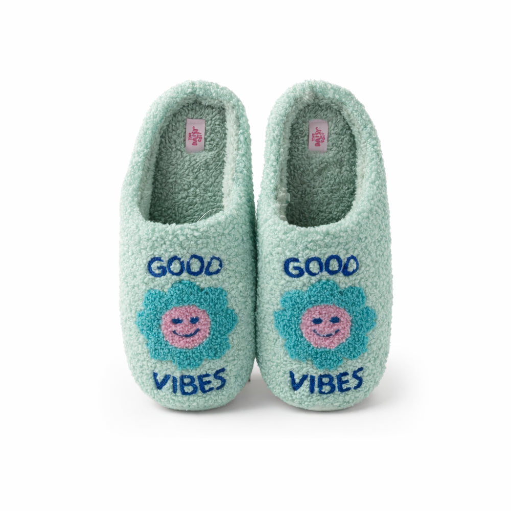 The Daisy Edit Boucle Slippers/Scuffs - GOOD VIBES