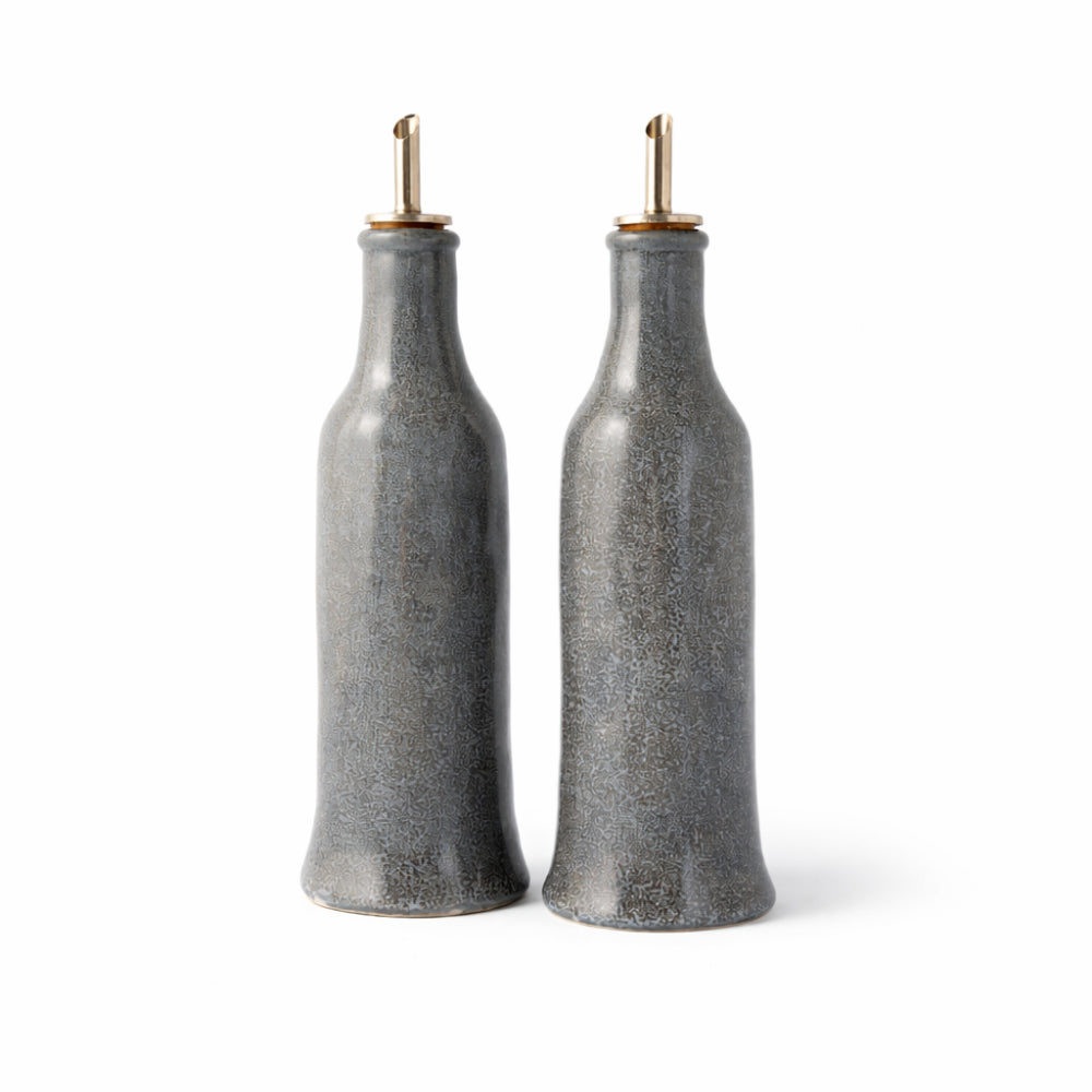 Lake House Collection Ceramic 2pk Oil and Vinegar Set - SLATE SPECKLE