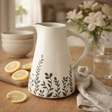 Lake House Collection Ceramic Etched Water Jug