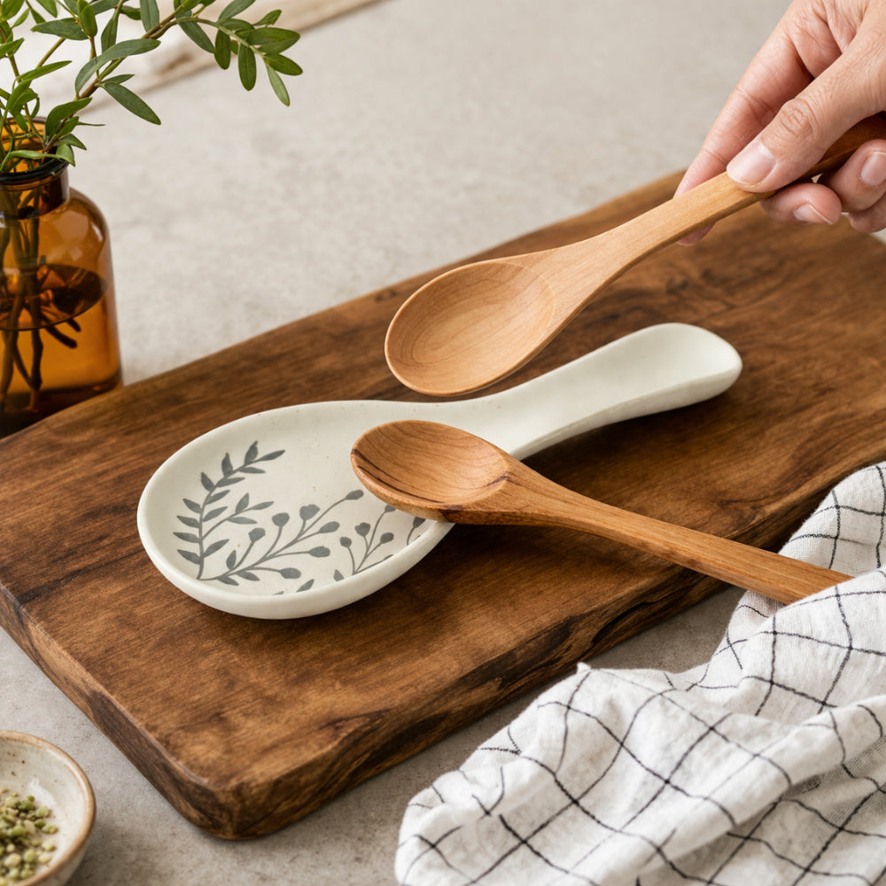 Lake House Collection Ceramic Etched Spoon Rest