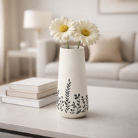 Lake House Collection Ceramic Etched Vase