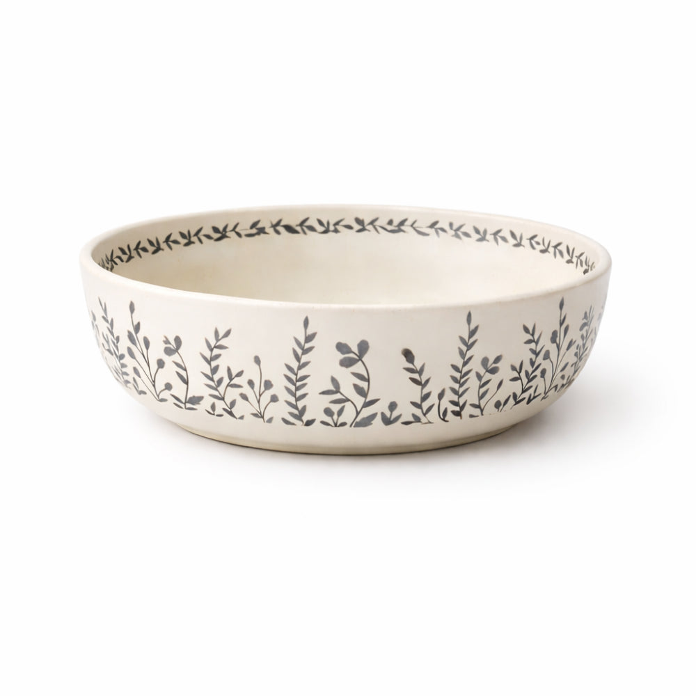 Lake House Collection Ceramic Etched Serving Bowl