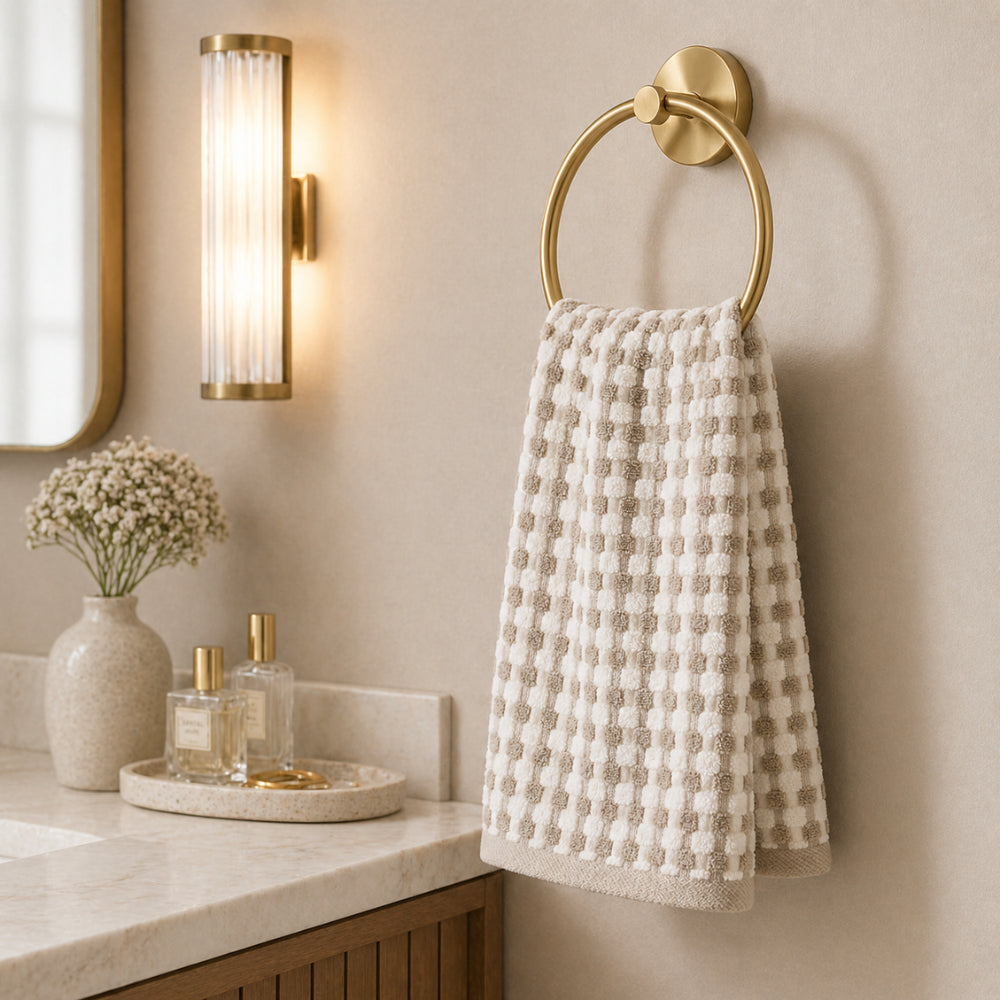 Evergreen Collection Pom Pom Hand Towel - SAND
