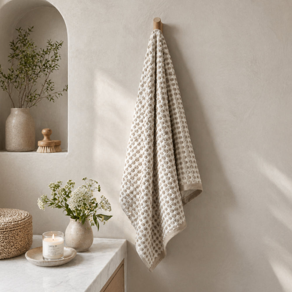Evergreen Collection Pom Pom Bath Sheet - SAND