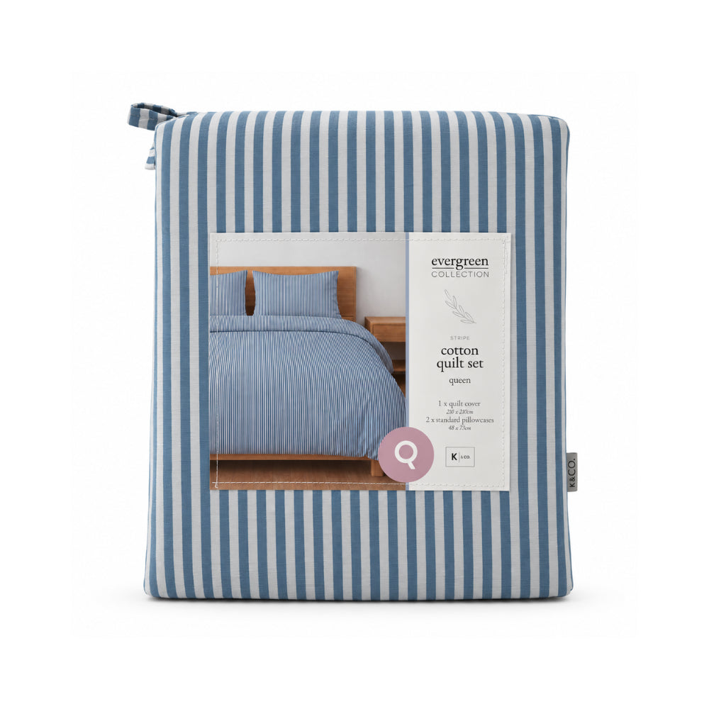 Evergreen Collection Quilt Cover Set - STRIPE