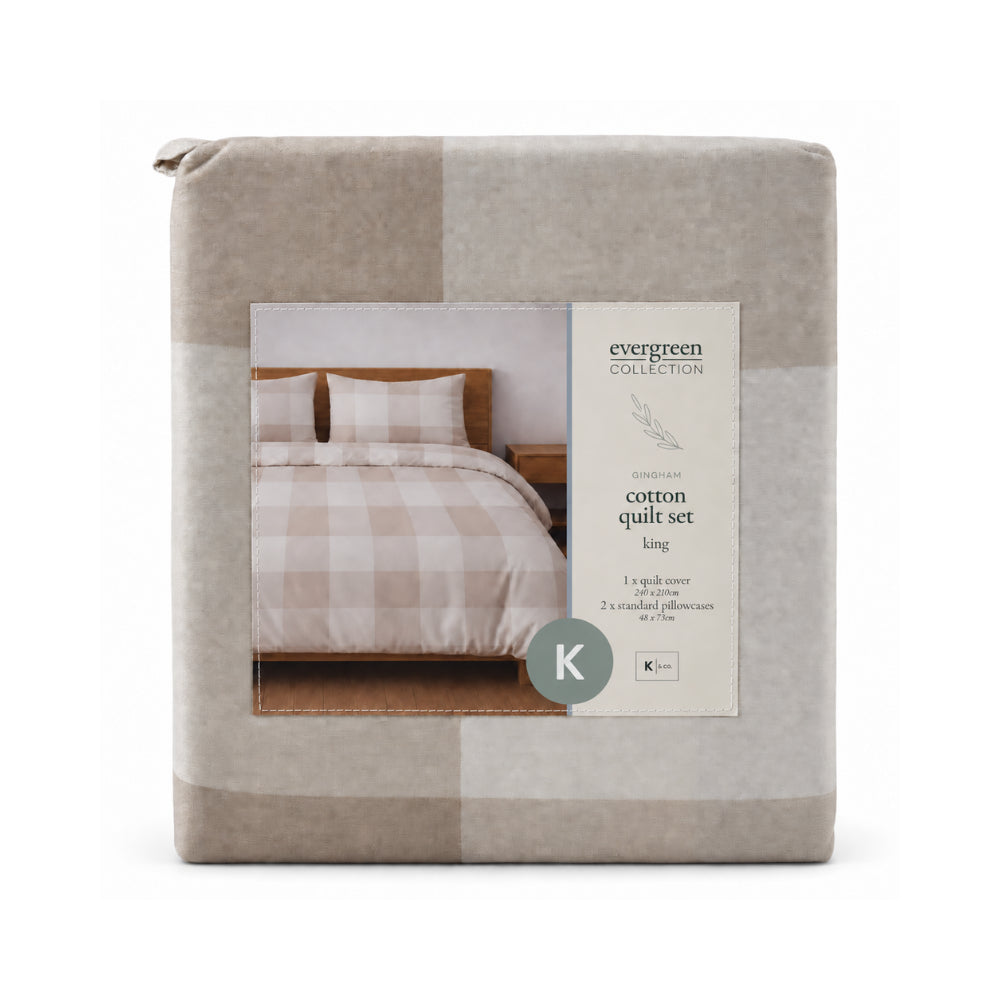 Evergreen Collection Quilt Cover Set - GINGHAM