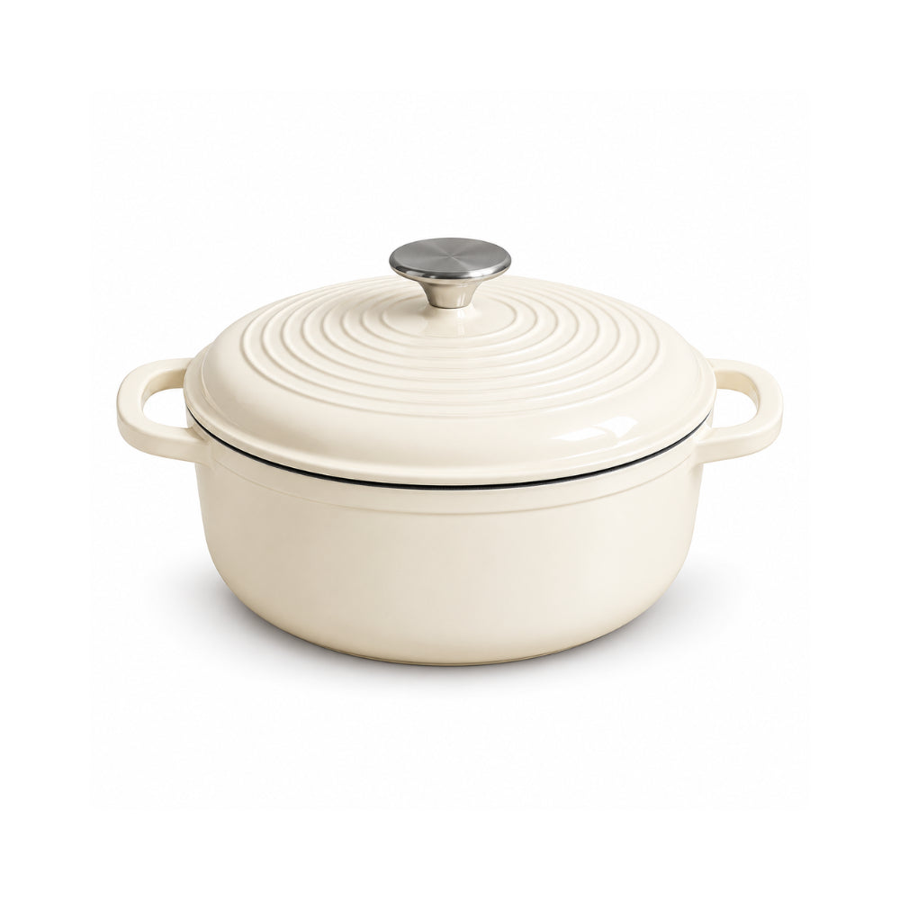 K&Co. Chef Series Cast Iron Dutch Oven 25cm - CREAM