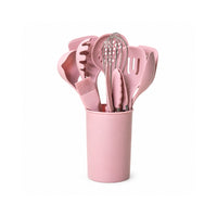 K&Co. Chef Series Wooden Handle & Silicone Kitchen Utensil Set 12 Piece - PINK