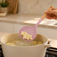 K&Co. Chef Series Wooden Handle & Silicone Skimmer - PINK