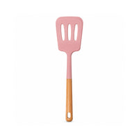 K&Co. Chef Series Wooden Handle & Silicone Slotted Turner - PINK