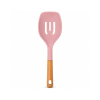 K&Co. Chef Series Wooden Handle & Silicone Slotted Spoon - PINK