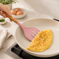 K&Co. Chef Series Wooden Handle & Silicone Slotted Spoon - PINK