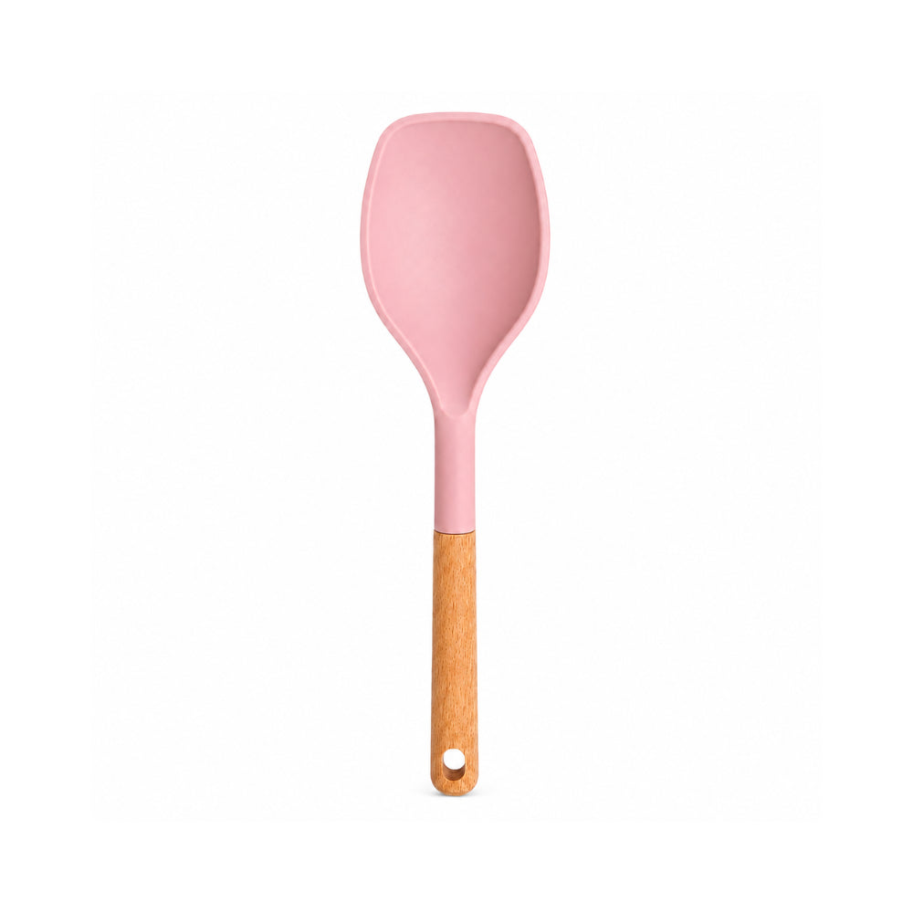 K&Co. Chef Series Wooden Handle & Silicone Solid Spoon - PINK