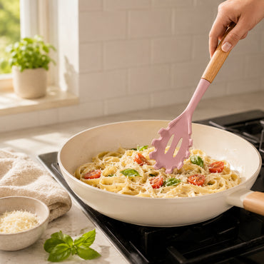 K&Co. Chef Series Wooden Handle & Silicone Pasta Server - PINK