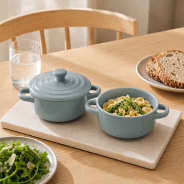 K&Co. Chef Series Ceramic Ramekins with Lid - BLUE