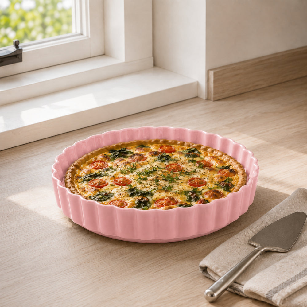 K&Co. Chef Series Ceramic Quiche Pan - PINK
