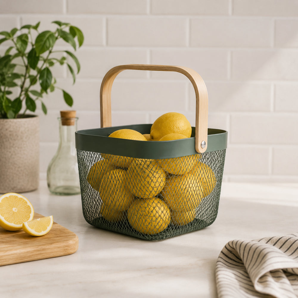 K&Co. Kitchen Storage Mesh Basket Small - SAGE