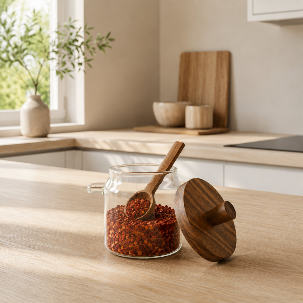 K&Co. Kitchen Storage Glass Canister with Spoon 400ml