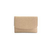 K&Co. Genuine Leather Flapover Card Wallet - BEIGE
