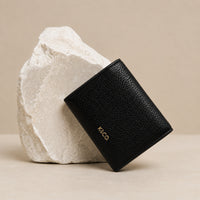 K&Co. Genuine Leather Flapover Card Wallet - BLACK