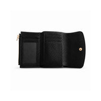 K&Co. Genuine Leather Flapover Card Wallet - BLACK