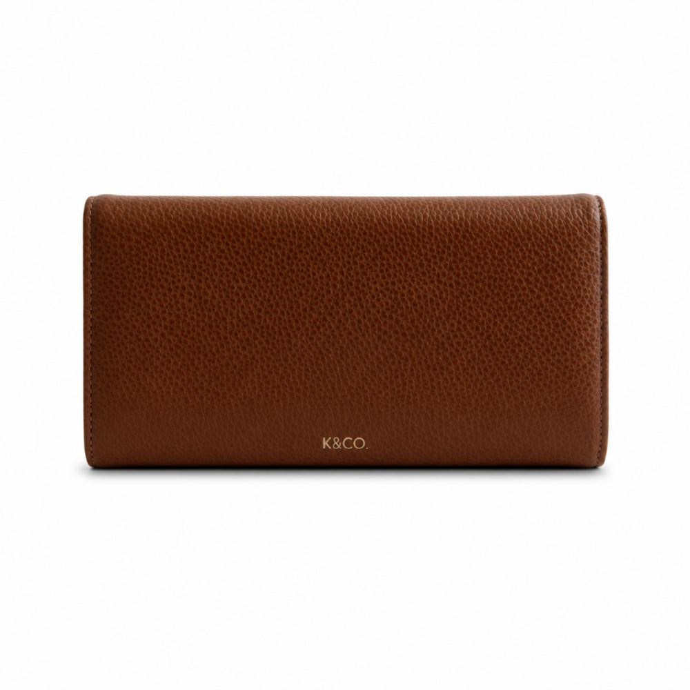 K&Co. Genuine Leather Clasp Wallet - TAN