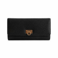 K&Co. Genuine Leather Clasp Wallet - BLACK