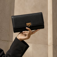 K&Co. Genuine Leather Clasp Wallet - BLACK