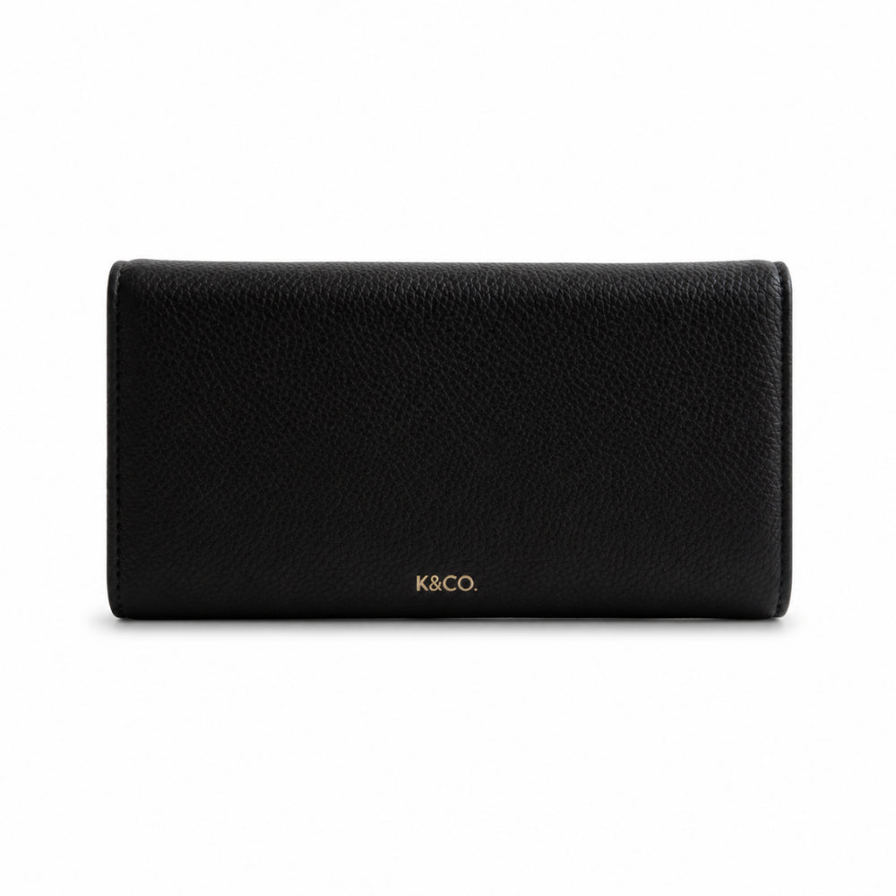 K&Co. Genuine Leather Clasp Wallet - BLACK