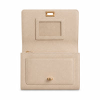 K&Co. Genuine Leather Clasp Wallet Clutch - BEIGE