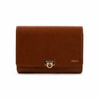 K&Co. Genuine Leather Clasp Wallet Clutch - TAN