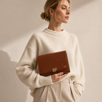 K&Co. Genuine Leather Clasp Wallet Clutch - TAN