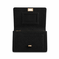 K&Co. Genuine Leather Clasp Wallet Clutch - BLACK
