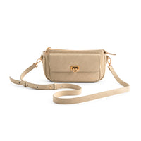 K&Co. Genuine Leather Pouch Crossbody Bag - BEIGE