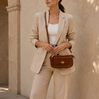 K&Co. Genuine Leather Pouch Crossbody Bag - TAN