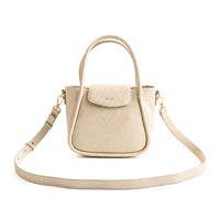 K&Co. Genuine Leather Flapover Mini Tote Bag - BEIGE