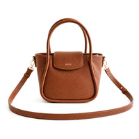 K&Co. Genuine Leather Flapover Mini Tote Bag - TAN