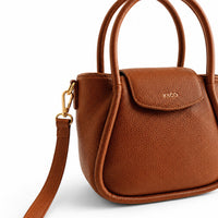 K&Co. Genuine Leather Flapover Mini Tote Bag - TAN