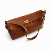 K&Co. Genuine Leather Clasp Shoulder Bag - TAN