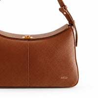 K&Co. Genuine Leather Clasp Shoulder Bag - TAN