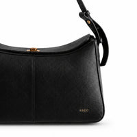 K&Co. Genuine Leather Clasp Shoulder Bag - BLACK